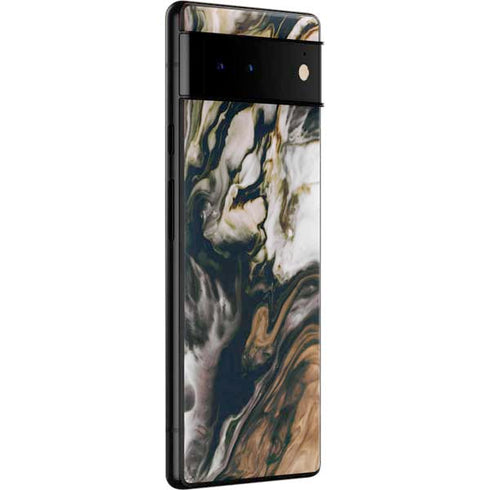 Copper and Black Marble Ink Google Pixel 6 Pro Skin